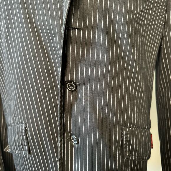 Tripp NYC blazer Y2K goth black white pinstripe men's L - Picture 3 of 7